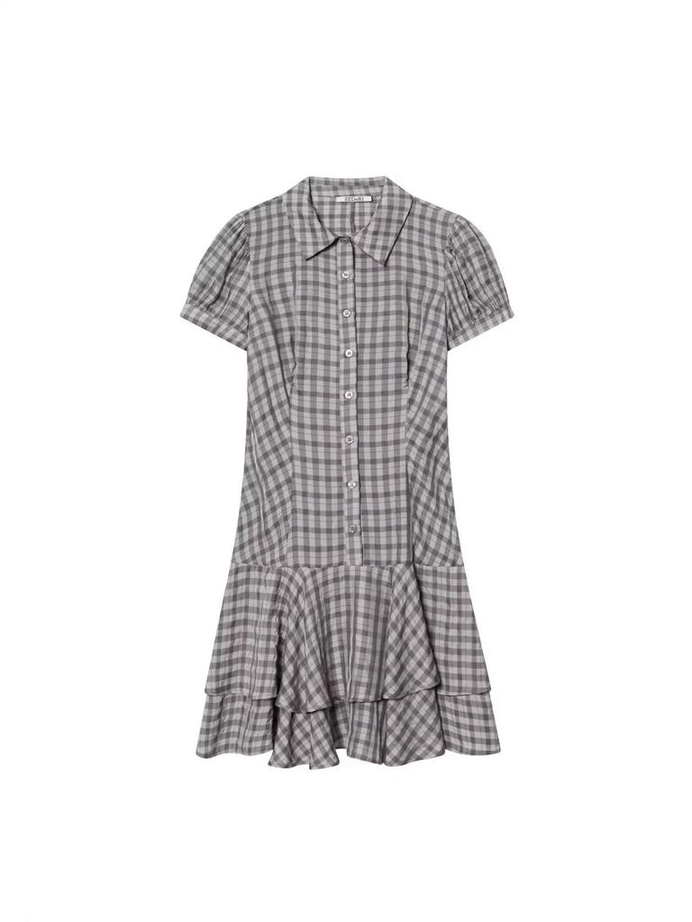 2025 Autumn/Winter Women's Plaid Layered Dress - Academy Style