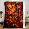 Autumn Leaves and Pomegranate Design Blanket Flannel blanket for bedroom, living room, sofa, and nap sofas