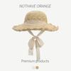 Hat ins lace-up hollow braided hat women's summer travel sunscreen beach seaside sun hat lace edge sun hat