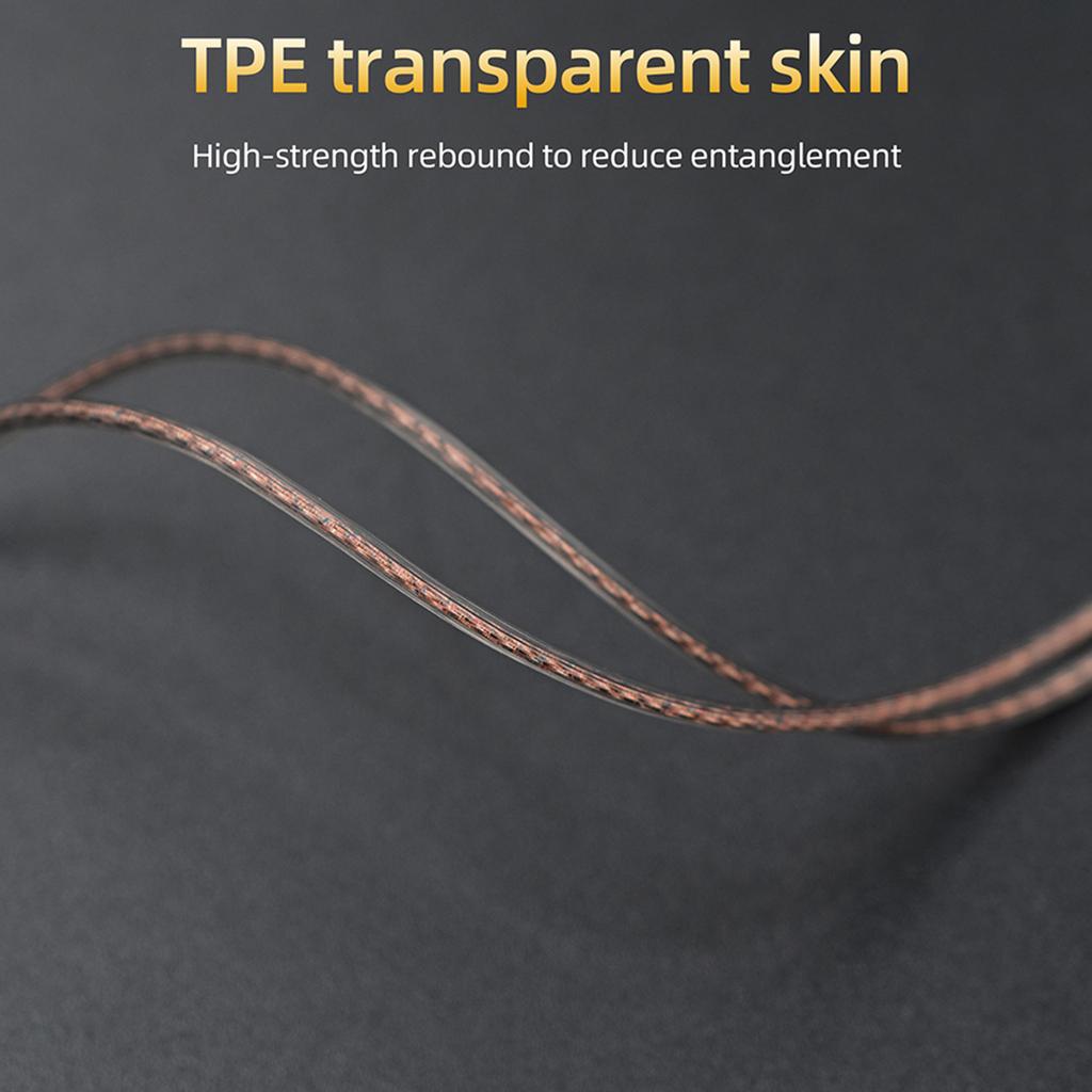 KZ OFC Кабель для обновления Hi-Fi наушников Сменный кабель 0,75 мм Позолоченный разъем Прозрачный черный