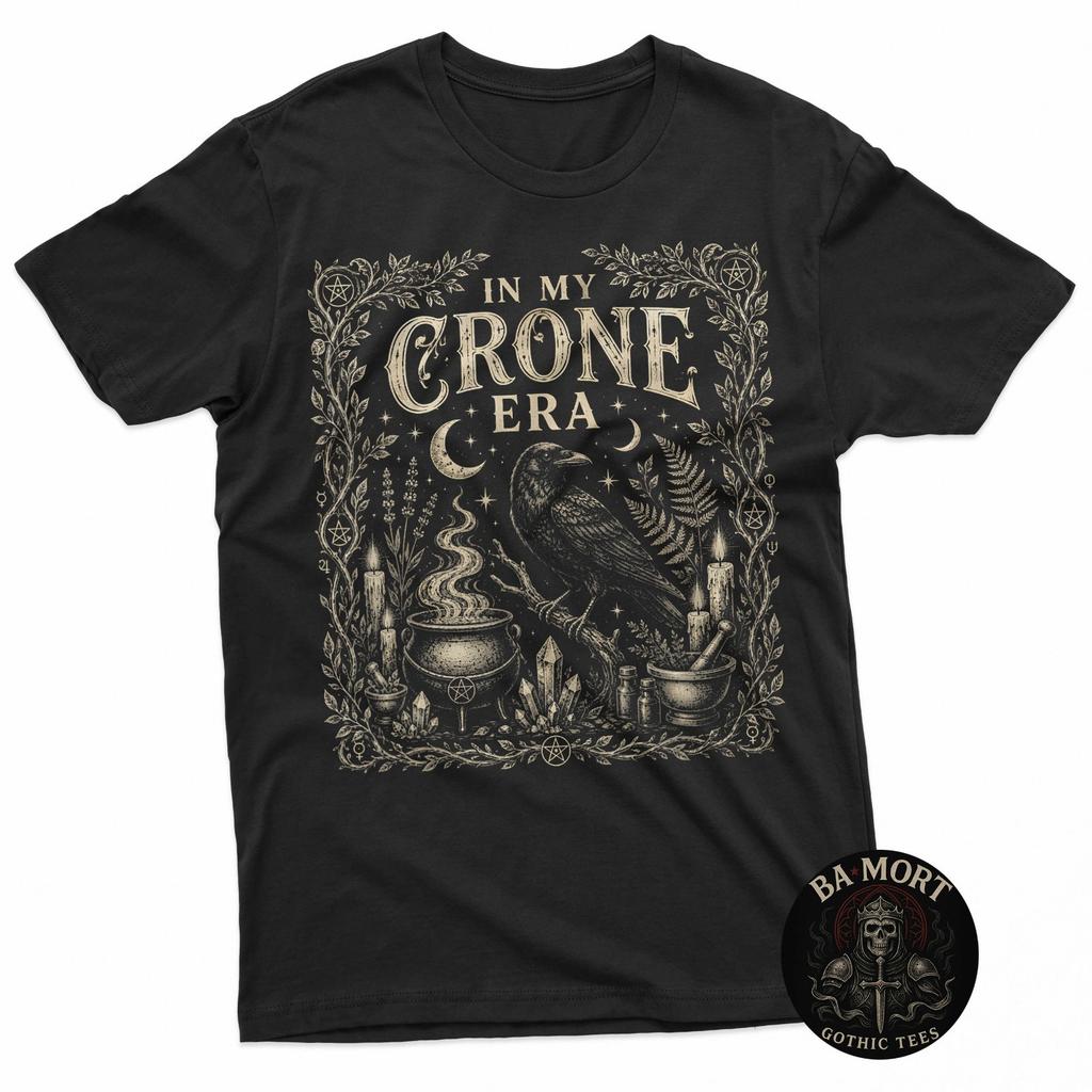 In My Crone Era Witchy Raven Cauldron Goth Witch T-Shirt