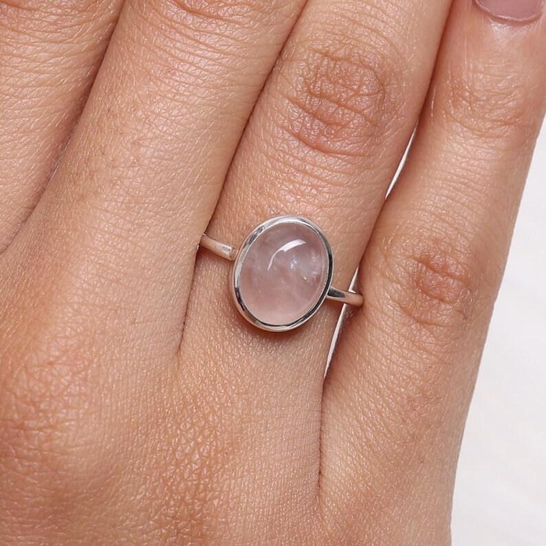 Rose Quartz Ring, 925 Silver Ring, Women Ring, Stacking Ring, Handmade Jewelry, Birthday Gift, Birthstone Ring, Everyday Jewelry