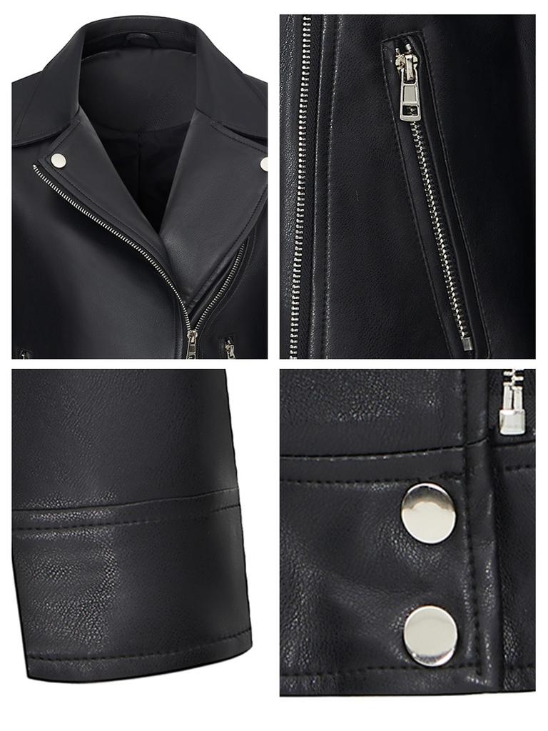 2026 New Arrival Women's Leather Jacket Short Faux Leather Moto Biker Coat Oversized Stylish Outwear