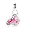 925 Silver Cute Fashion Lipstick High Heels Bag Charms Cartoon Pink Beads Pendant Fit Bracelet Jewelry Gift For Women