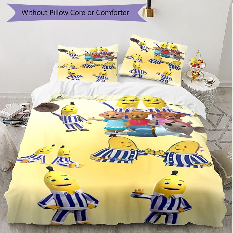 3pcs Duvet Cover Set (1*Duvet Cover + 2*Pillowcase, Without Core), Bananas in Pyjamas Print Soft All‑Season Bedding Set, Home Bedroom Decor Gift