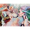 Full 5D Diy Diamond Painting Wolf and Woman Embroidery Cross Stitch Home Decor Handmade Gift
