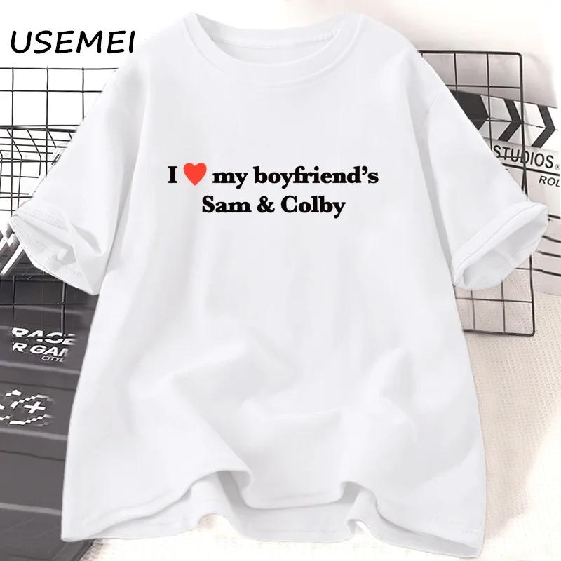 I Love Sam and Colby Tshirt Women Casual Cotton Heart Tshirt 90s Clothes Vintage Harajuku Fashion Streetwear Female Clothing
