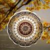 Vintage Floral Wind Spinner 3D Rotating Hanging Decor for Garden Yard Window Outdoor Decoration Brown Golden Harmony Pendant