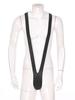 Mens Swimsuit Bodysuit M-XL Glossy Finish - Thong Mankini with Bulge Pouch & V-Shaped Suspenders