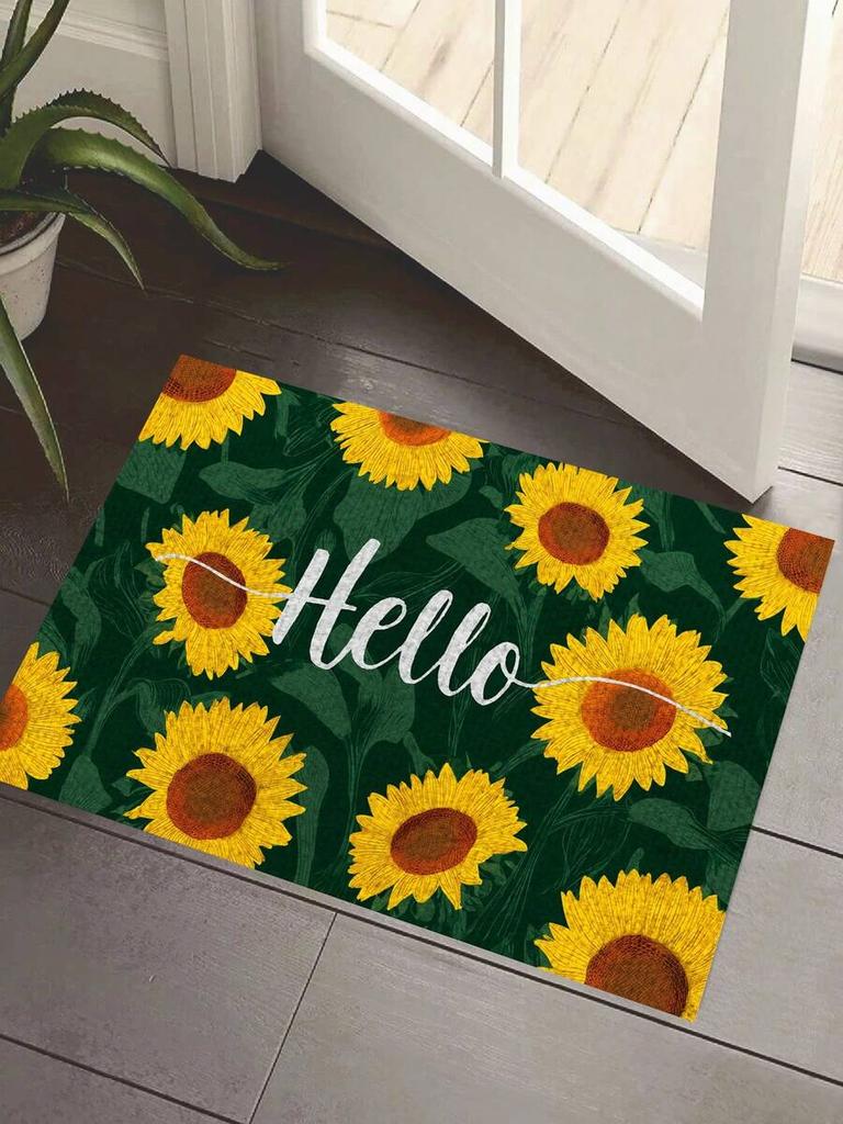 Watercolor Floral Butterfly Welcome Doormat Non-Slip Dirt Resistant Entrance Floor Mat for Home Decor