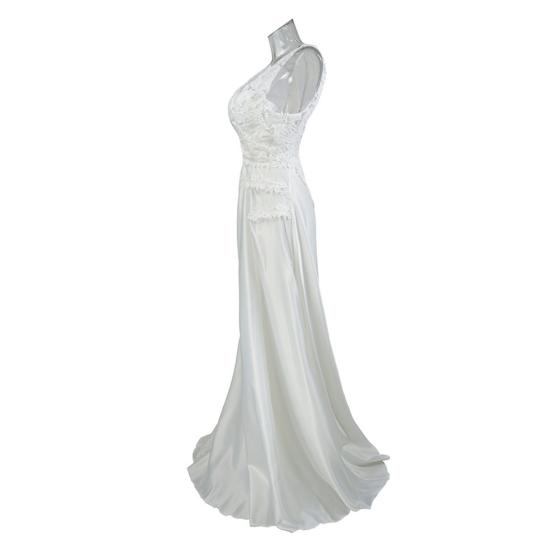 Свадебное платье для невесты, кружевное аппликация, V-образный вырез, без рукавов, свадебное платье, атласное торжественное платье, коктейльное вечернее платье