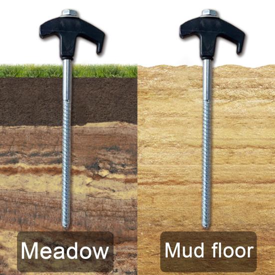 8Pcs Tent Stakes Heavy-Duty Metal Camping Stakes Threaded Anchors Set Up with Drill Hammer Superior Grip Tent Pegs On