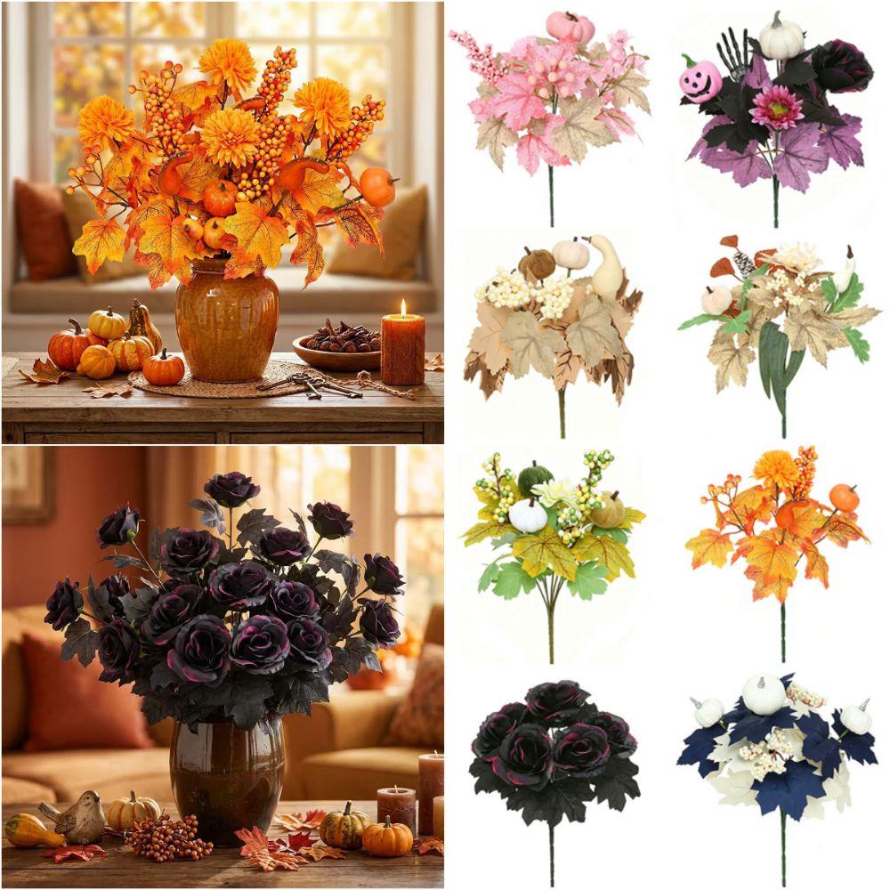 Multicolor Artificial Mapple Leaves Branch Silk Leaves Simulation Leaves Branch Thanksgiving