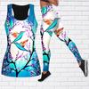 Red Flower Birdie Print Yoga Outfit for Women Fashion Workout Leggings Fitness Sports Casual Yoga Pants
