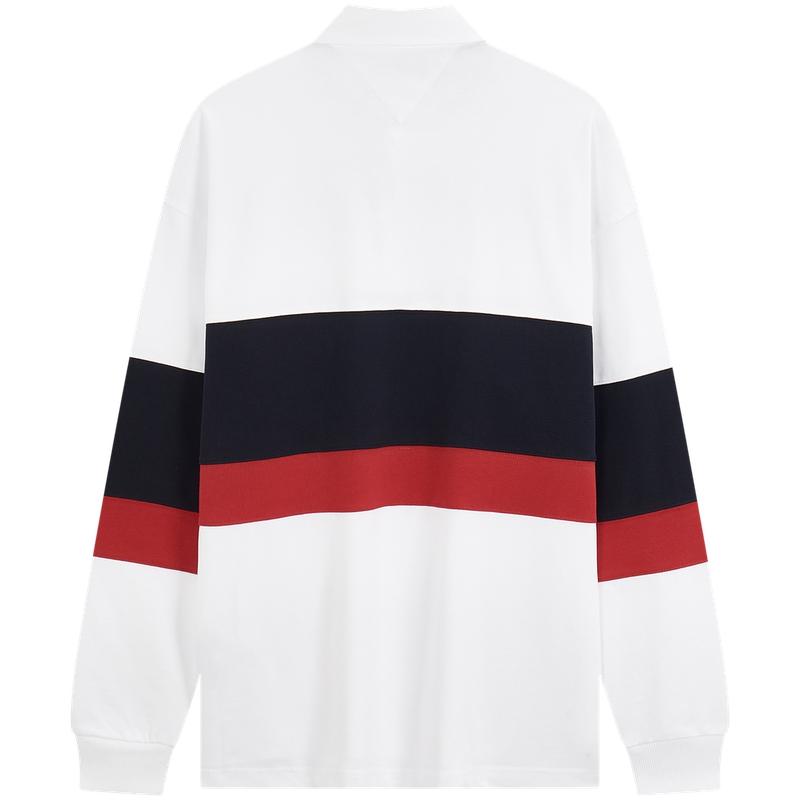 Tommy Hilfiger Хлопковая спортивная толстовка с воротником-поло, свободная, с вышитым американским значком в стиле колор-блок, мужская толстовка MW0MW40869