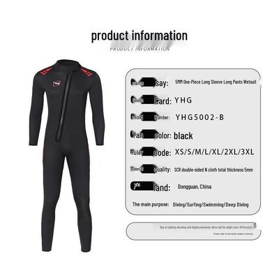 Мужской утепленный гидрокостюм толщиной 5 мм, с длинными рукавами и брюками для глубоководного дайвинга и зимнего плавания