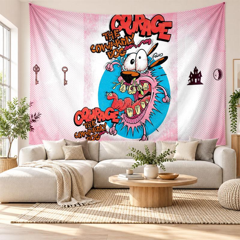 Courage the Cowardly Dog Wall Tapestry Home Decor Hanging Cloth Art Background Tapestry for Bedroom
