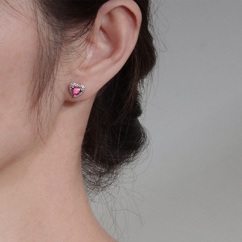 Zodiac Heart Shaped Cubic Zirconia Stud Earrings Minimalist Elegant Jewelry For Women