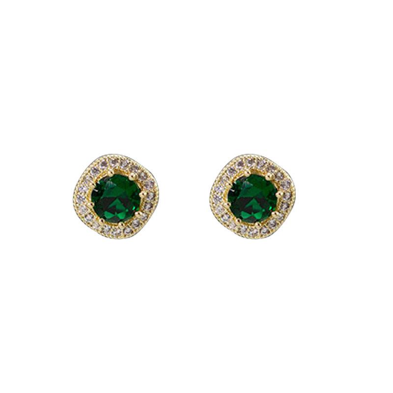 Emerald Green Retro Diamond Square Earrings - 2024 Trendy Versatile Ear Clips for Women