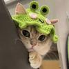 1 шт. Вязаная шапка для питомца в виде лягушки, Очаровательная мультяшная шапка для кошек для маленьких собак, Ручной работы, Вязаный головной убор, Уютный стильный аксессуар для питомца, Мягкий теплый зимний для фото