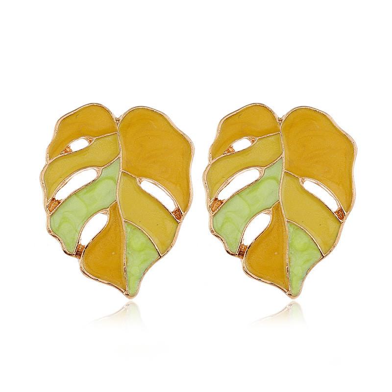 Leaves Earrings Hollow Out Vintage Female Alloy Personalized Personality Dripping Oil
