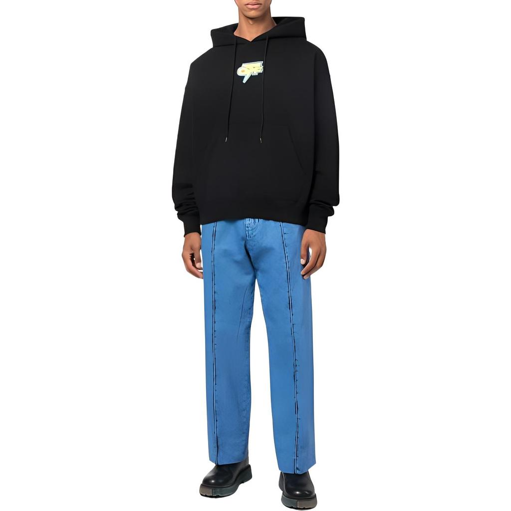 Men's Off-White FW22 Back Arrow Printing Long Sleeves Loose Fit Autumn Black OMBB085F22FLE0041070