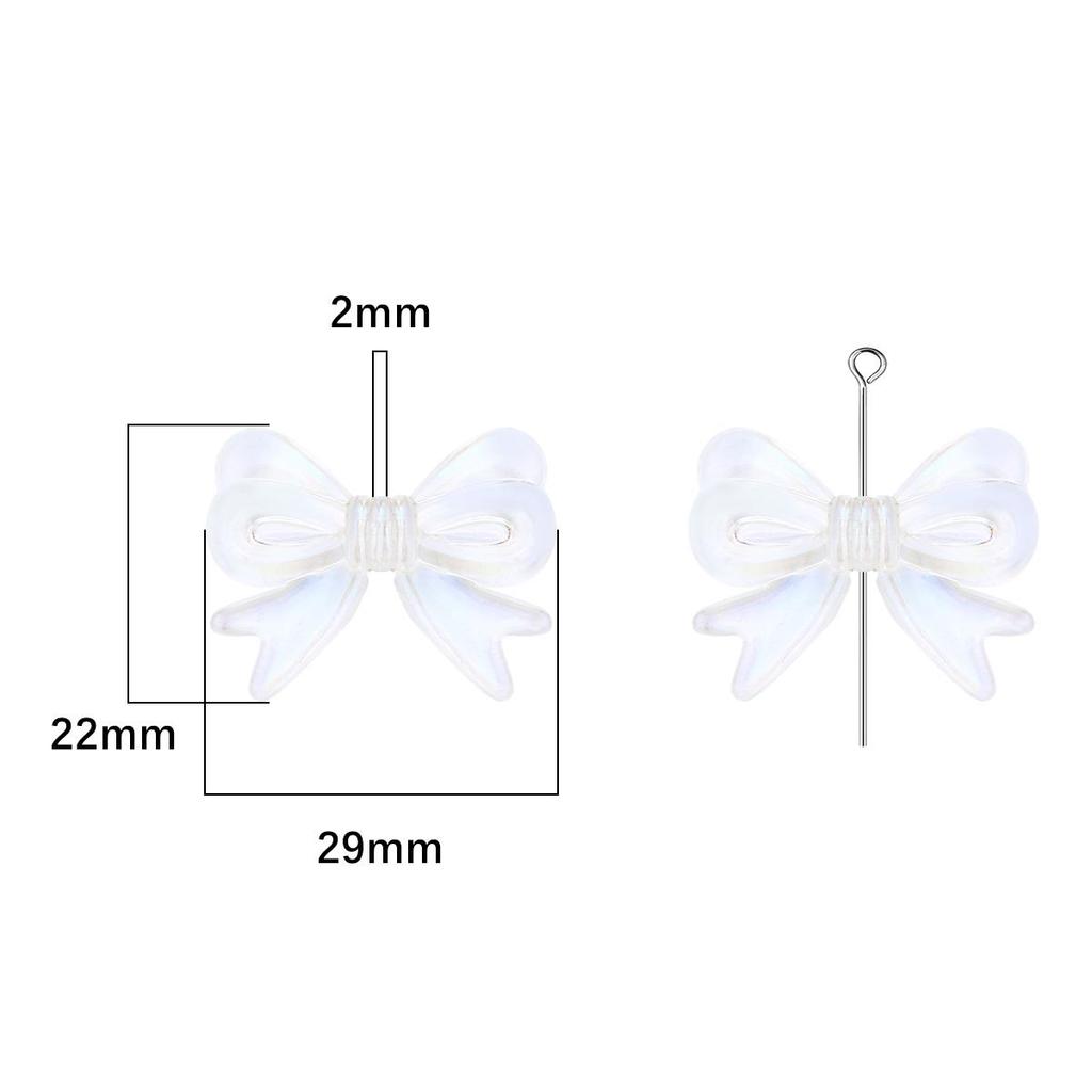 4Pcs Plastic Acrylic Shiny Color Butterfly Bowknot Bows Beads Charm for Necklace Bracelet Earring Hair Ornaments Making DIY Jewelry Accessories