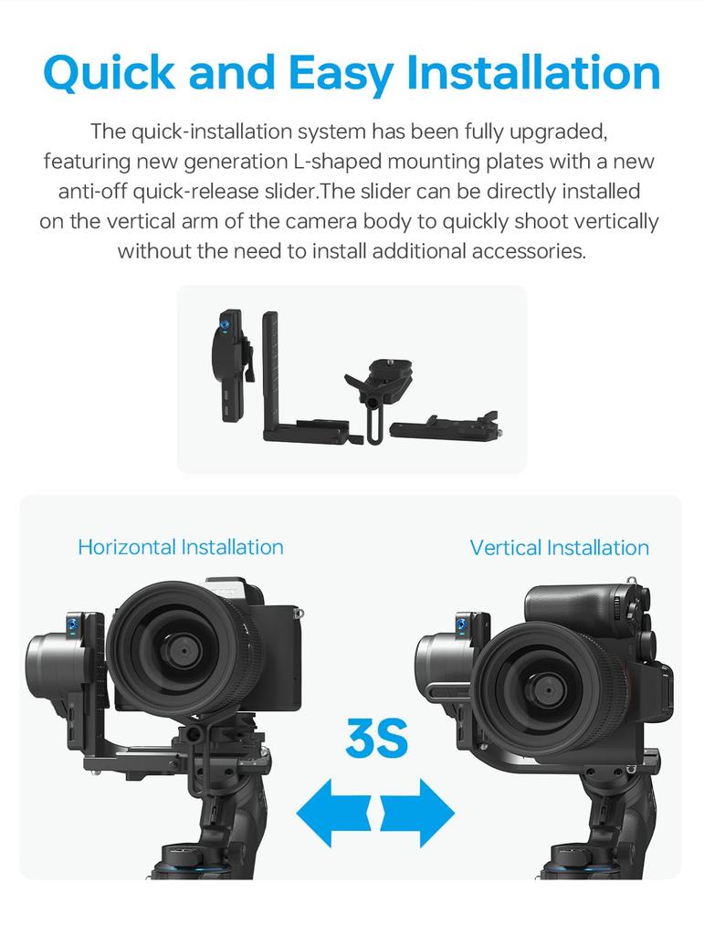 Feiyu SCORP 2 Camera AI Mirrorless DSLR Camera Image AI Outdoor Tripod Remote Zoom Portrait YouTube IG Video Compatible with Sony A7S Canon EOS Nikon