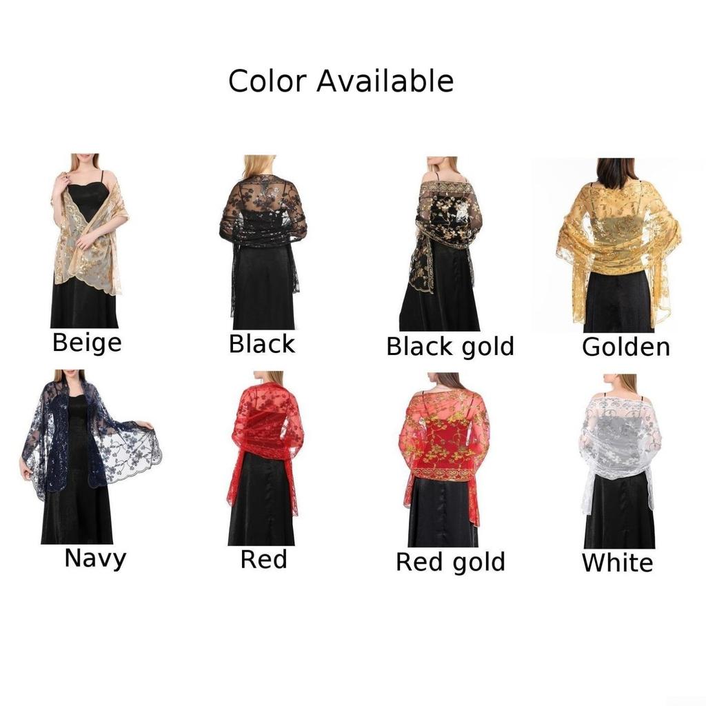 Шаль с запахом Блестящие пайетки Тюль Кружева Женская резинка