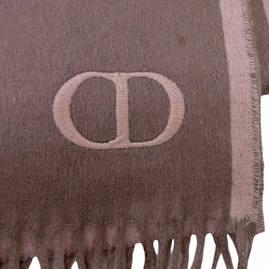 Pristine DIOR Stall CD logo embroidered fringe scarf Pink silk mens 93C0015DH001 Used