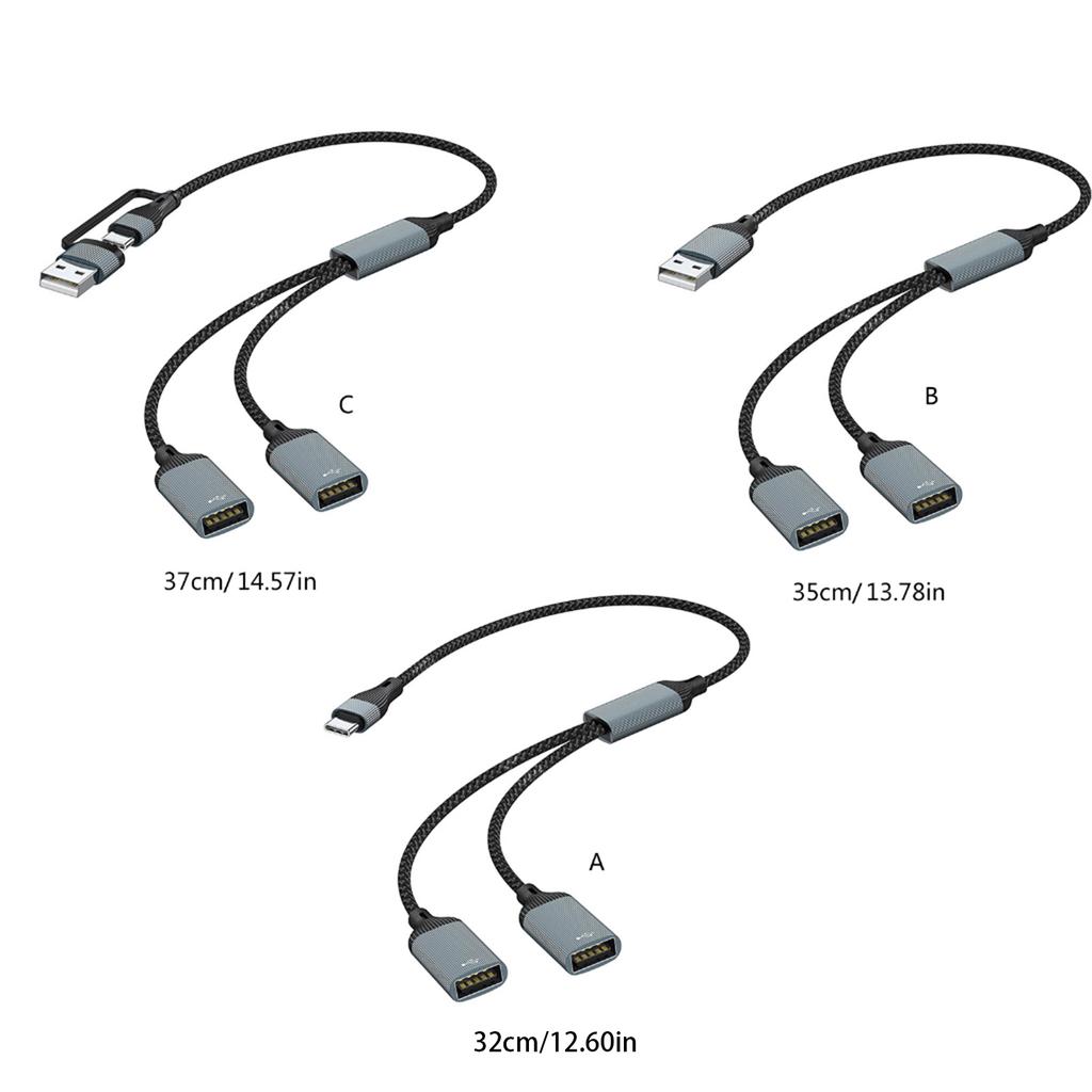 Разветвитель USB C (папа) на два USB (мама), Хабы для ноутбука, планшета, телефона, игровых приставок, устройств, Зарядка и передача данных