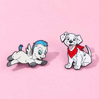 Милые европейские и американские мультяшные персонажи Металлические значки Пятнистая собака Радужный пони Сплав Эмалевая брошь-булавка