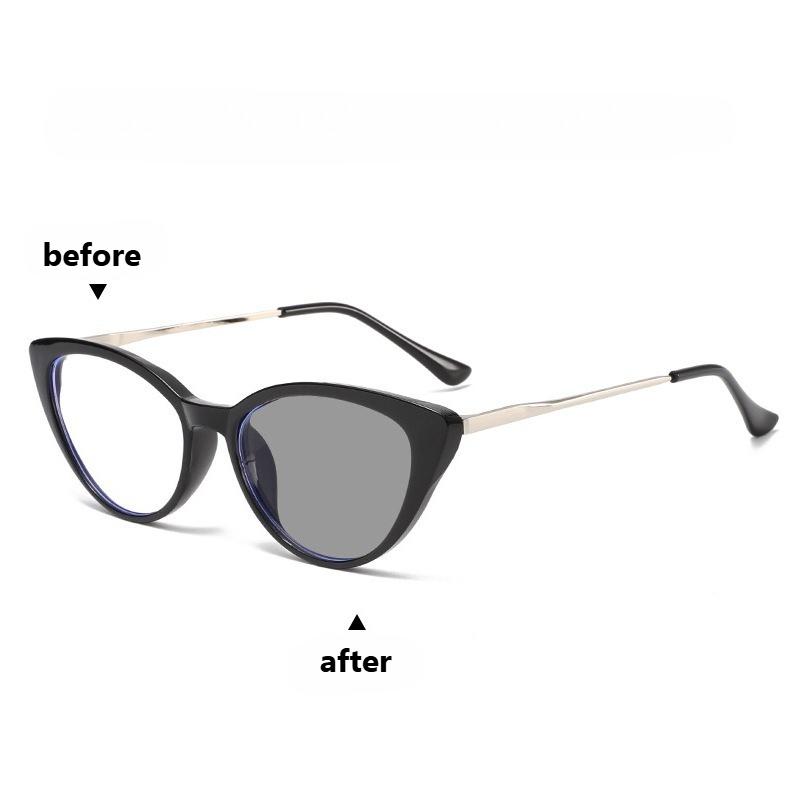 Фотохромные очки для близорукости с защитой от синего света для женщин и мужчин, стильные очки «кошачий глаз», меняющие цвет на улице, для близоркости, с защитой от УФ-лучей
