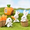 7PCS/Set Micro Landscape Cute Animal Cartoon Bunny Carrot House Gardening Resin Ornament Accessories