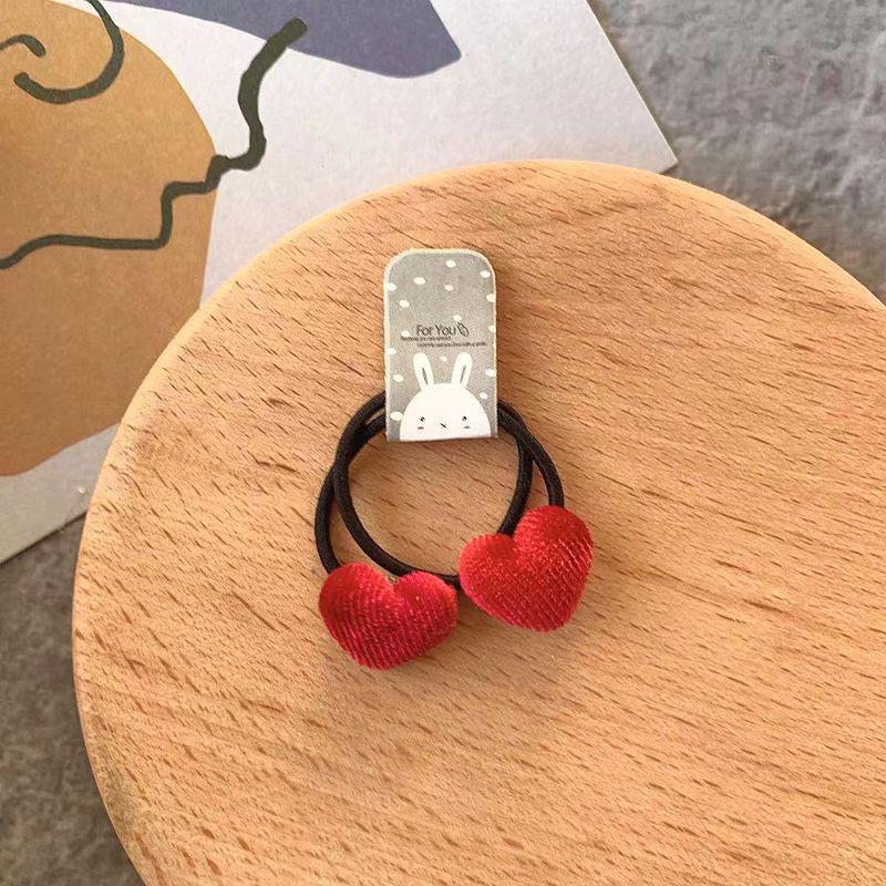 2pcs Velvet Heart Plaid Star Button Princess Headwear Kids Elastic Hair Bands Children Hair Ties Ropes Girls Accessories Baby Headdress