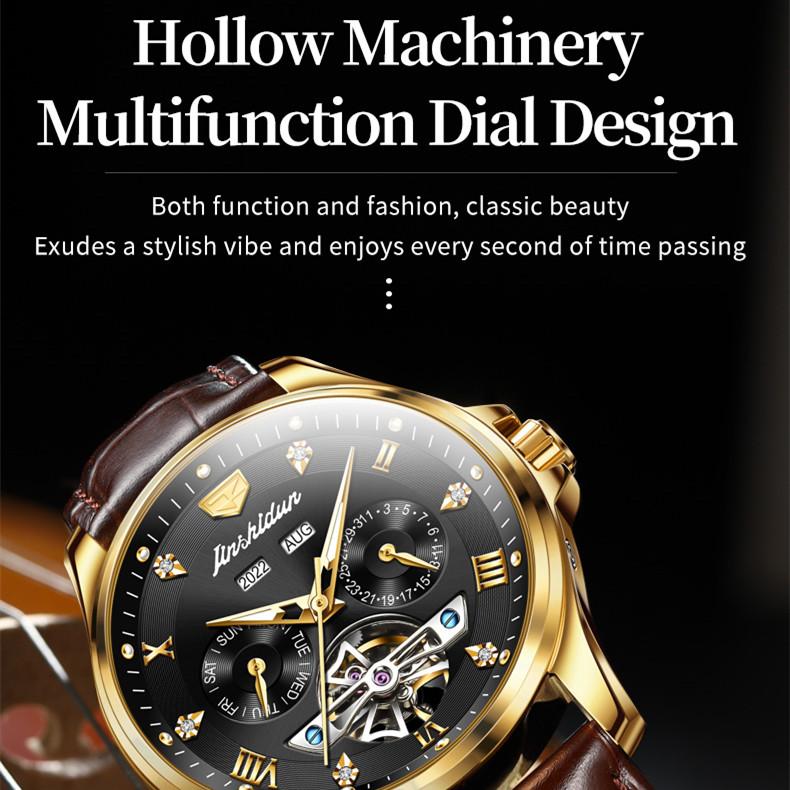 JINSHIDUN New Business and Leisure Men's Watch Tusso Multi -function Fully Automatic Mechanical Complex High -end Watch High -end Watch