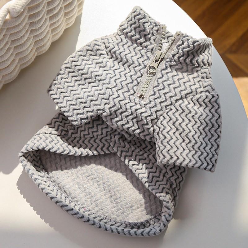 Stylish Half-Zip Pet Dog Cat Sweater Hairless Cats Winter Warm Coat Casual Outerwear