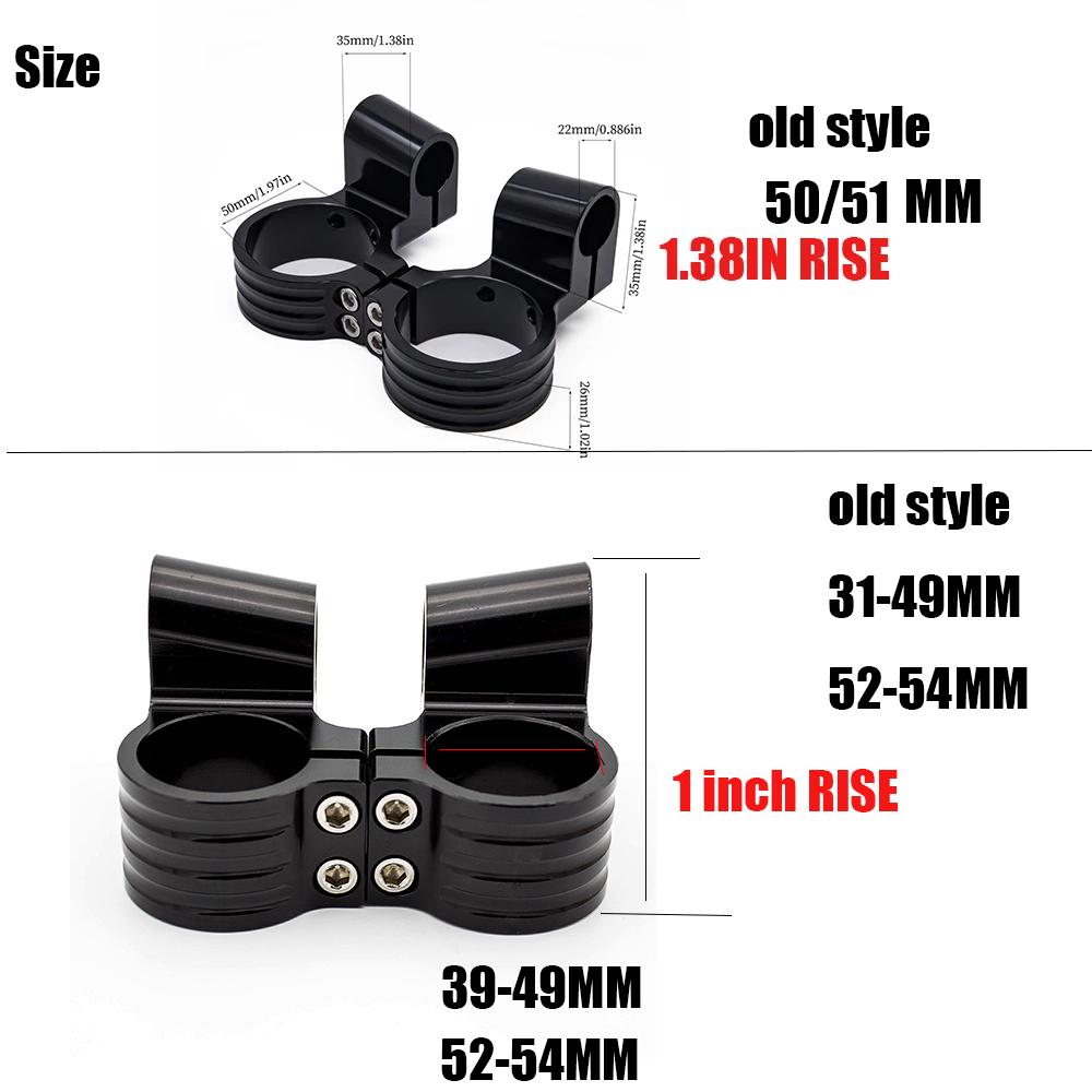 33 35 36 37 41 43 45 46 47 48 50 51 52 53mm 7/8" Universal CNC Motorcycle 1" Rised Handlebar Handle Bar Clip On Heads Clamps