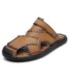 Сандалии из натуральной кожи, мужские мягкие, удобные, летние, открытые, нескользящие, пляжные, модные, мужские сандалии 38-48