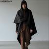 Autumn Winter Men Irregular Hooded Cloak Tops Loose Baggy Texture Cape Coats