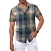 Summer Plaid Shirt Men's Short Sleeve Fashion Plus Size Tops Youth Casual Men's Short Sleeve Shirts