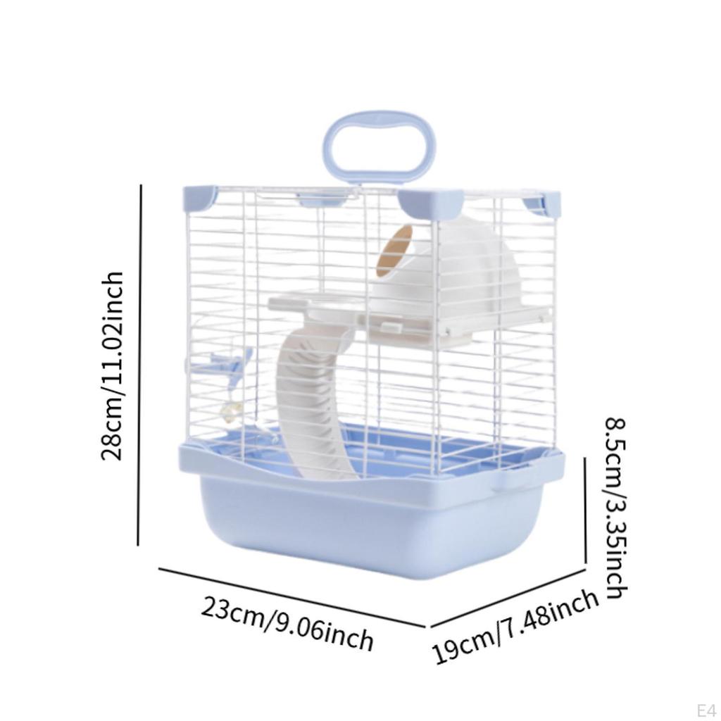 2 Layers Hamster Habitats Cage 19x23x28cm for Mice Gerbils with Slide Detachable Bottom Tray