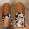 Женские леопардовые балетки, меховые тапочки, хлопковая обувь, тренд зимы 2025, новая повседневная обувь-мюли, теплая обувь-вьетнамки из короткого плюша, Mujer Zapatos