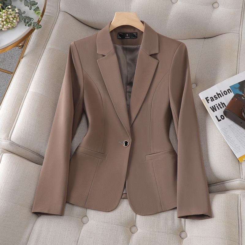 Осенние новые повседневные топы с длинными рукавами, офисные женские блейзеры, элегантный однотонный универсальный блейзер на пуговицах, женская одежда