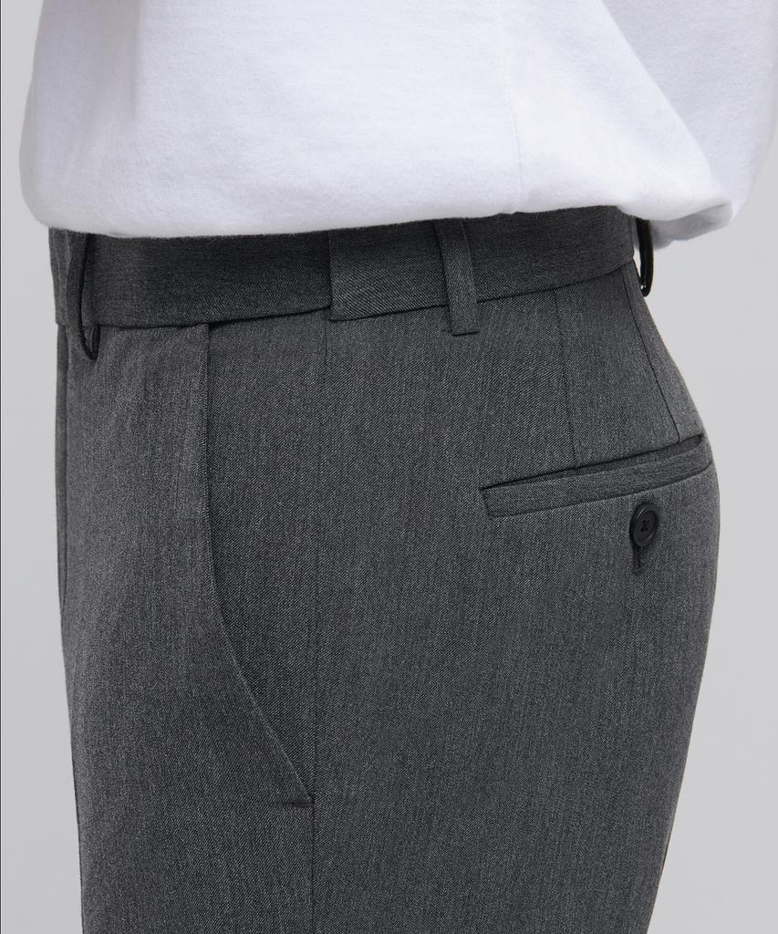 MUSINSA STANDARD Skinny Hidden Elastic Waist Crop Slacks [Medium Gray]
