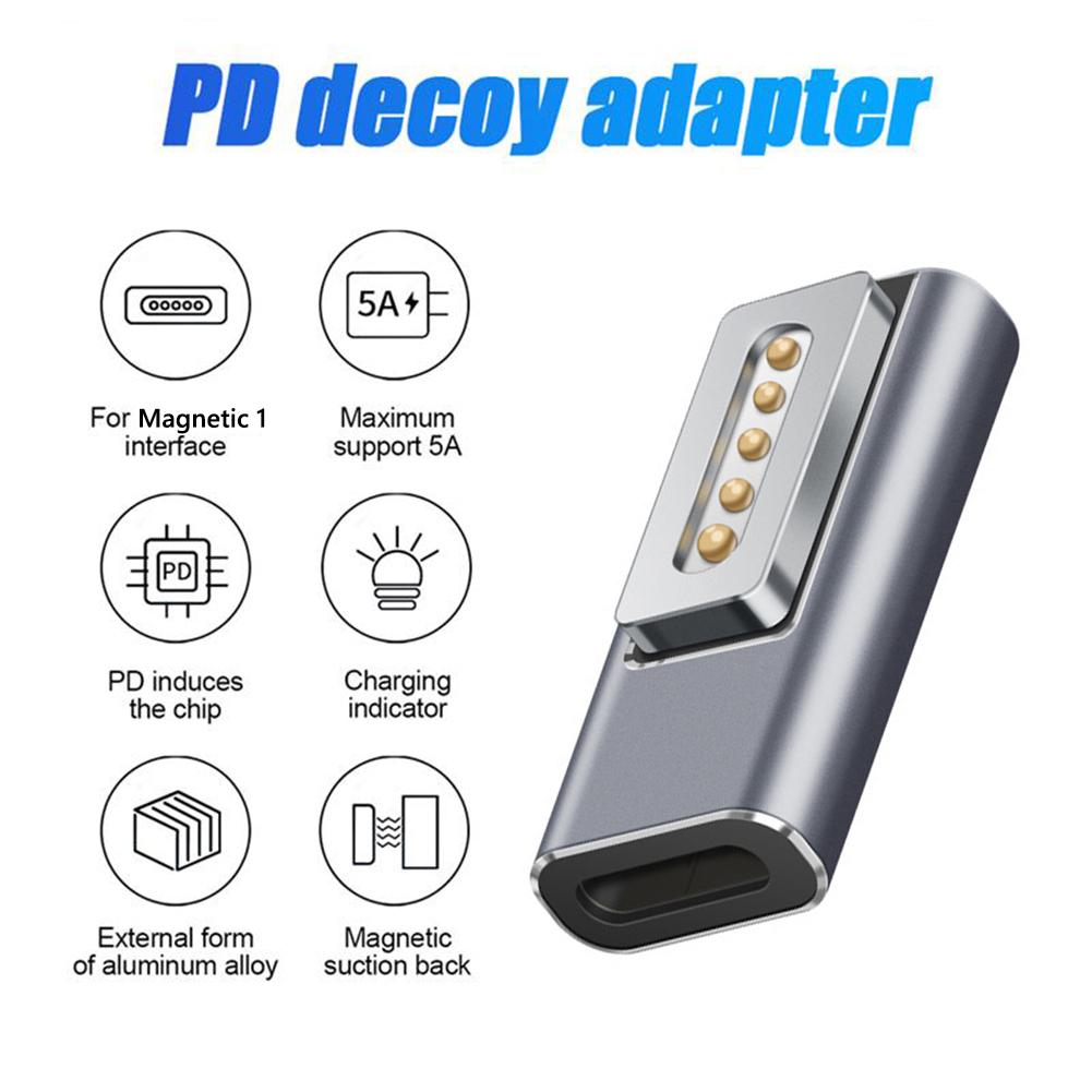 Магнитный PD-адаптер USB Type-C для Apple Magsafe 1 Magsafe 2 MacBook Pro DC5521 USB C Female Быстрая зарядка Магнитный штекер Конвертер