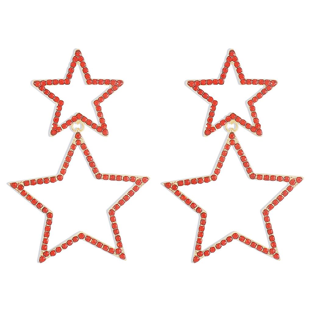 Trendy Double Layer Pentagram Rhinestone Earrings Sexy Korean Style Fashion Personality Elegant Dangle Earrings For Women