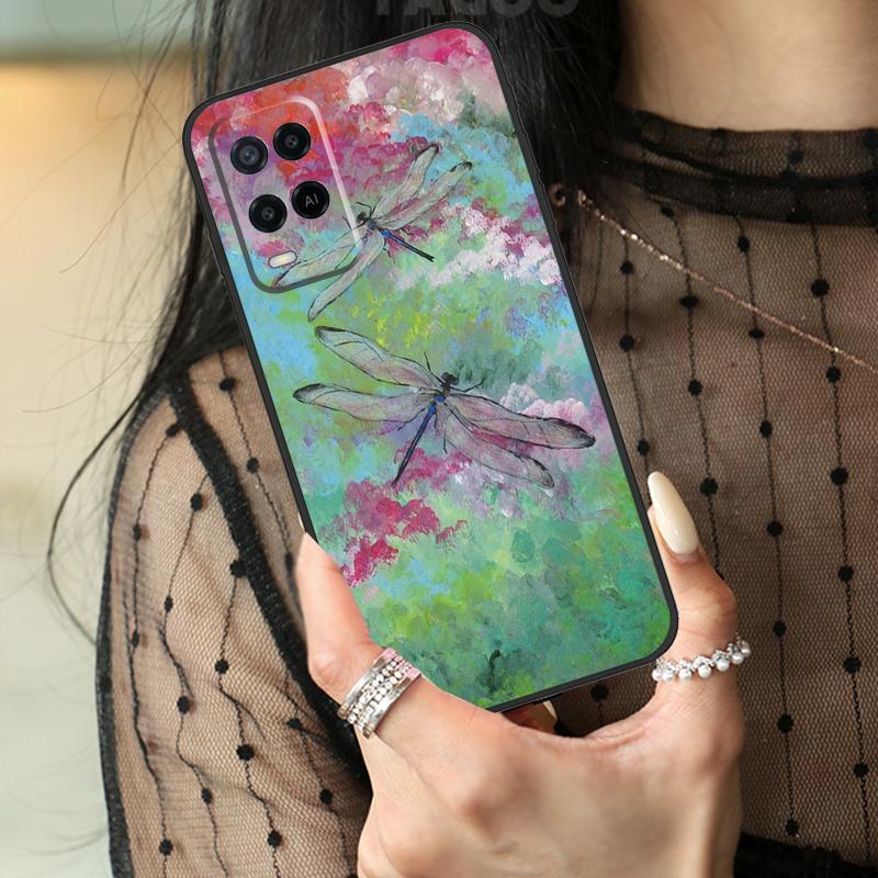 Роскошный чехол-стрекоза для Oppo A16 A76 A96 A17 A18 A60 A80 A40 A38 A58 A78 A98 A94 A74 A54 A15 A57 A77 A5 Pro