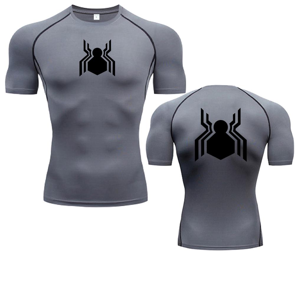 Spider Graphic Compression Shirts for Men Gym Workout Rash Guard Athletic Quick Dry Tshirts Tees Tops Undershirts Baselayers