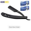 Men Shaving Barber Razor Black Classic Folding Shaving Knife Armpit Hair Pubic Hair Shaver Stainless Steel Straight Razor Holder